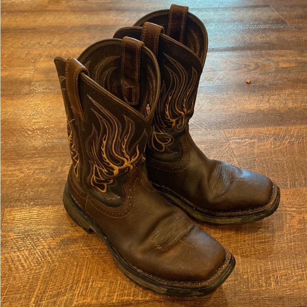 Ariat Sierra Saddle Square Toe Leather Work Boots Size 9D